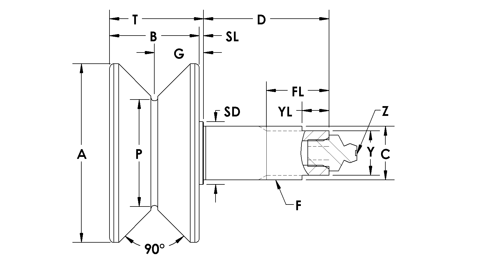 Item # VTR-2.50-R, V-Grooved Track Roller On PCI ProCal, Inc.